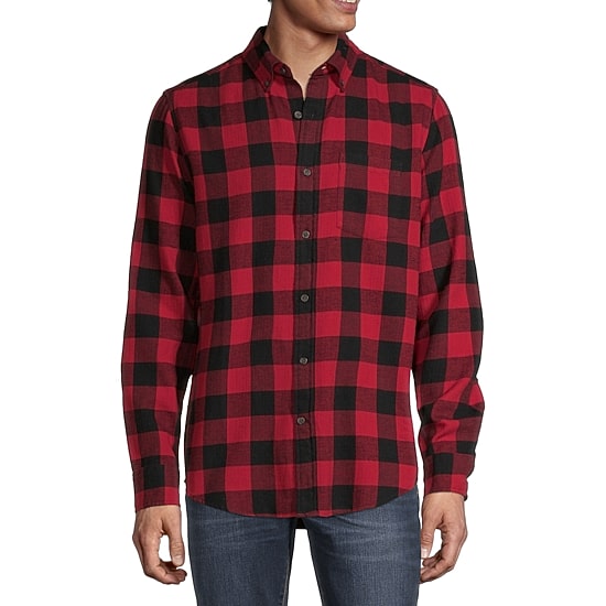St. John's Bay Super Soft Mens Long Sleeve Classic Fit Flannel Shirt