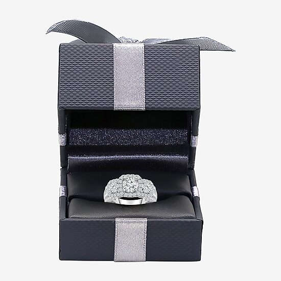(I / I1) Love Lives Forever Womens 2 CT. T.W. Lab Grown White Diamond 10K or 14K White Gold Cushion Side Stone 3-Stone Engagement Ring