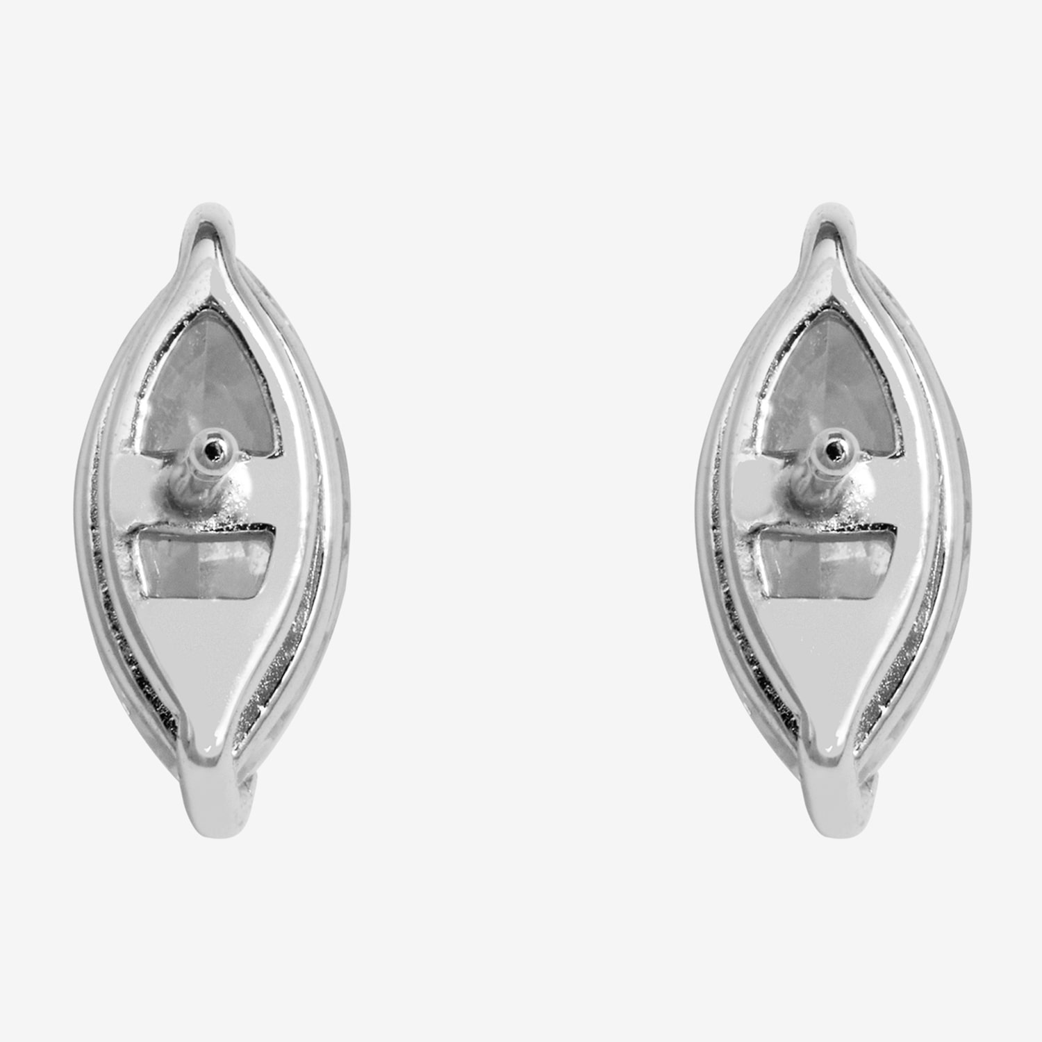 Silver Treasures Cubic Zirconia Sterling Silver 10mm Marquise Stud Earrings