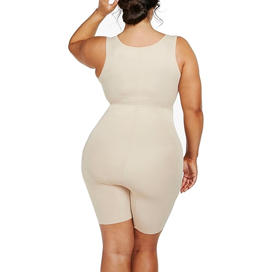 Naomi & Nicole® Plus Size Open-Bust Mid-Thigh Bodysuit-7776