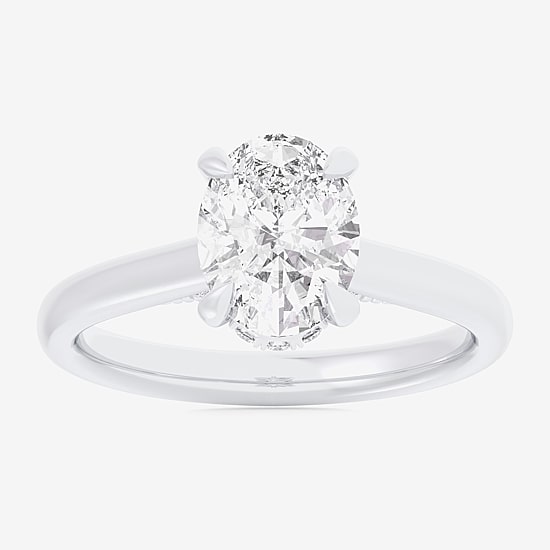 (G-H / Si1-Si2) Womens 2 1/5 CT. T.W. Lab Grown White Diamond 14K Gold Oval Engagement Ring