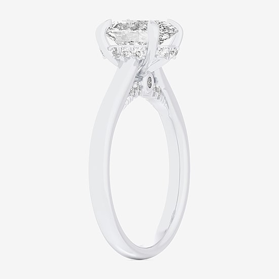 (G-H / Si1-Si2) Womens 2 1/5 CT. T.W. Lab Grown White Diamond 14K Gold Oval Engagement Ring
