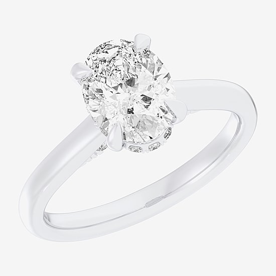(G-H / Si1-Si2) Womens 2 1/5 CT. T.W. Lab Grown White Diamond 14K Gold Oval Engagement Ring
