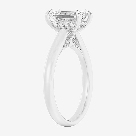 (G-H / SI1-SI2) Womens 2 1/5 CT. T.W. Lab Grown White Diamond 14K Gold Emerald Solitaire Engagement Ring