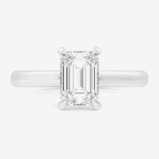 (G-H / SI1-SI2) Womens 2 1/5 CT. T.W. Lab Grown White Diamond 14K Gold Emerald Solitaire Engagement Ring