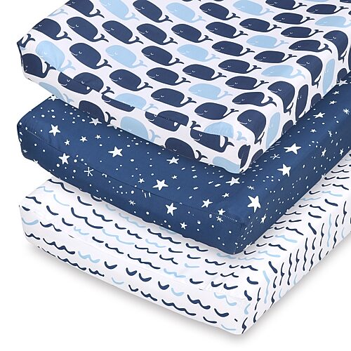 The Peanutshell Nautical 3-pc. Changing Pad Cover, One Size, Blue