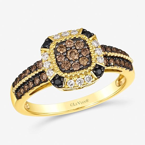 Le Vian® Ring featuring 3/8 CT. Chocolate Diamonds® 1/10 CT. Nude Diamonds™ Blackberry Diamonds®set in 14K Honey Gold™