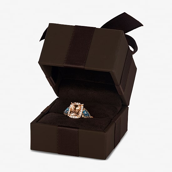 Le Vian® Ring featuring 1 CT. Peach Morganite™ 1/3 CT. Sea Blue Aquamarine® 1/5 CT. Chocolate Diamonds® 1/10 CT. Nude Diamonds™ set in 14K Strawberry Gold®