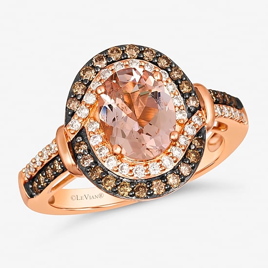 Le Vian® Ring featuring 1 1/3 CT. Peach Morganite™ 1/3 CT. Chocolate Diamonds® 1/4 CT. Nude Diamonds™ set in 14K Strawberry Gold®