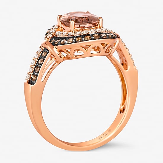 Le Vian® Ring featuring 1 1/3 CT. Peach Morganite™ 1/3 CT. Chocolate Diamonds® 1/4 CT. Nude Diamonds™ set in 14K Strawberry Gold®