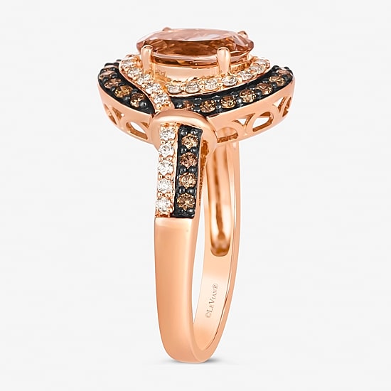 Le Vian® Ring featuring 1 1/3 CT. Peach Morganite™ 1/3 CT. Chocolate Diamonds® 1/4 CT. Nude Diamonds™ set in 14K Strawberry Gold®