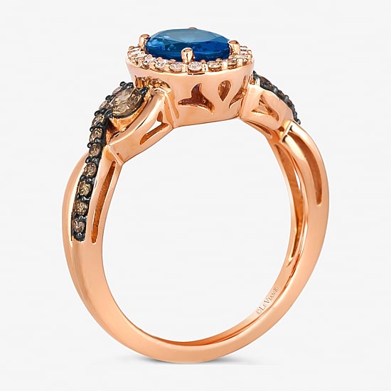 Le Vian® Ring featuring 1 CT. Blueberry Tanzanite® 3/8 CT. Chocolate Diamonds® 1/6 CT. Nude Diamonds™ set in 14K Strawberry Gold®