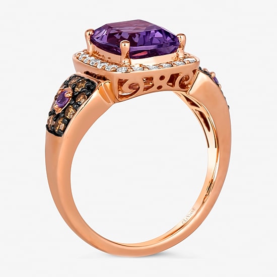 Le Vian® Ring featuring 2 1/6 CT. Cotton Candy Amethyst® 1/15 CT. Bubble Gum Pink Sapphire™ 1/3 CT. Chocolate Diamonds® 1/4 CT. Nude Diamonds™ set in 14K Strawberry Gold®