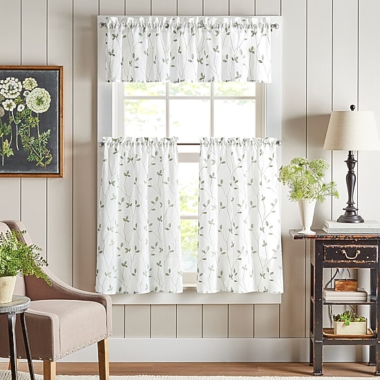CHF Botanical Embroidery 2-pc. Rod Pocket Window Tier