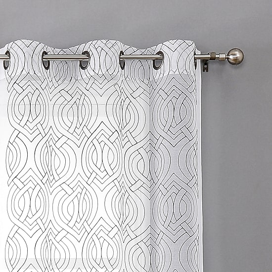 Regal Home Willa Grommet Top Embroidered Sheer Set of 2 Curtain Panel