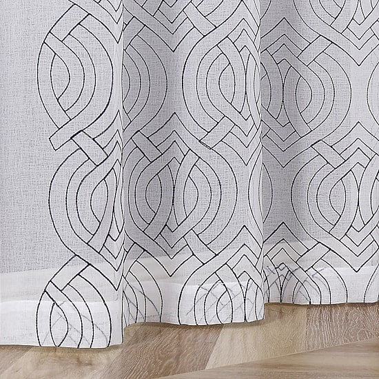 Regal Home Willa Grommet Top Embroidered Sheer Set of 2 Curtain Panel