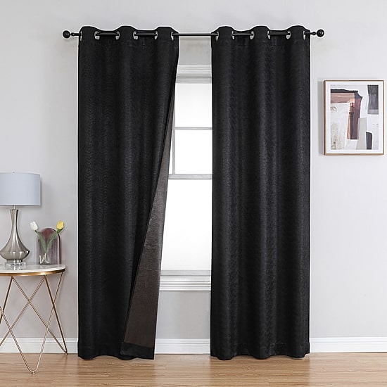 Regal Home Ripple Grommet Top Energy Saving Embossed Blackout Set of 2 Curtain Panel