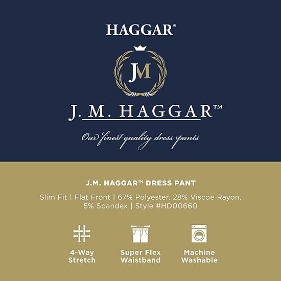 Haggar JMH Mens Slim Fit Dress Flat Front Pant