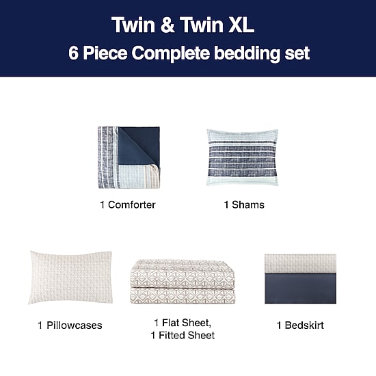 Home Expressions Mercer Stripes Complete Bedding Set With Sheets