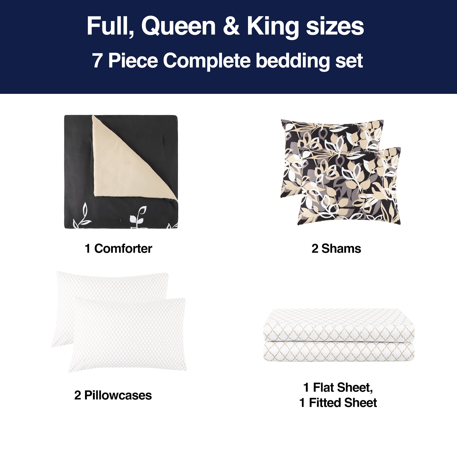 Home Expressions Casey Leaves Complete Bedding Set with Sheets