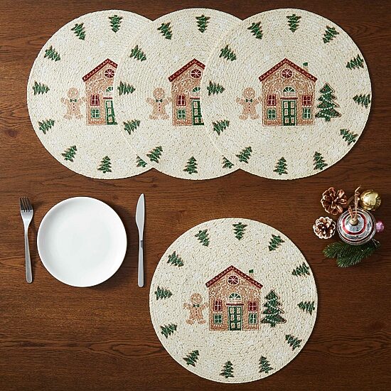 Avanti Gingerbread Village Holiday Round 4-pc. Placemat