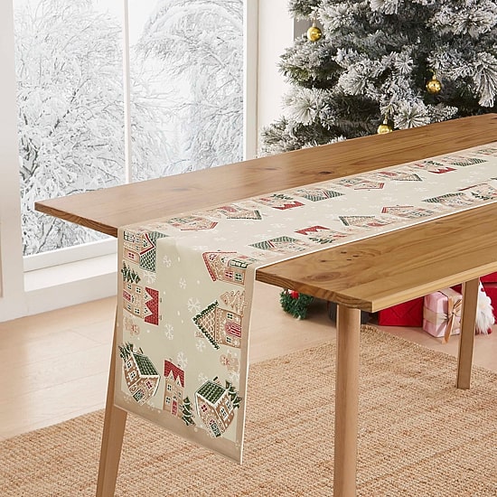 Avanti Gingerbread Village Holiday Table Runner