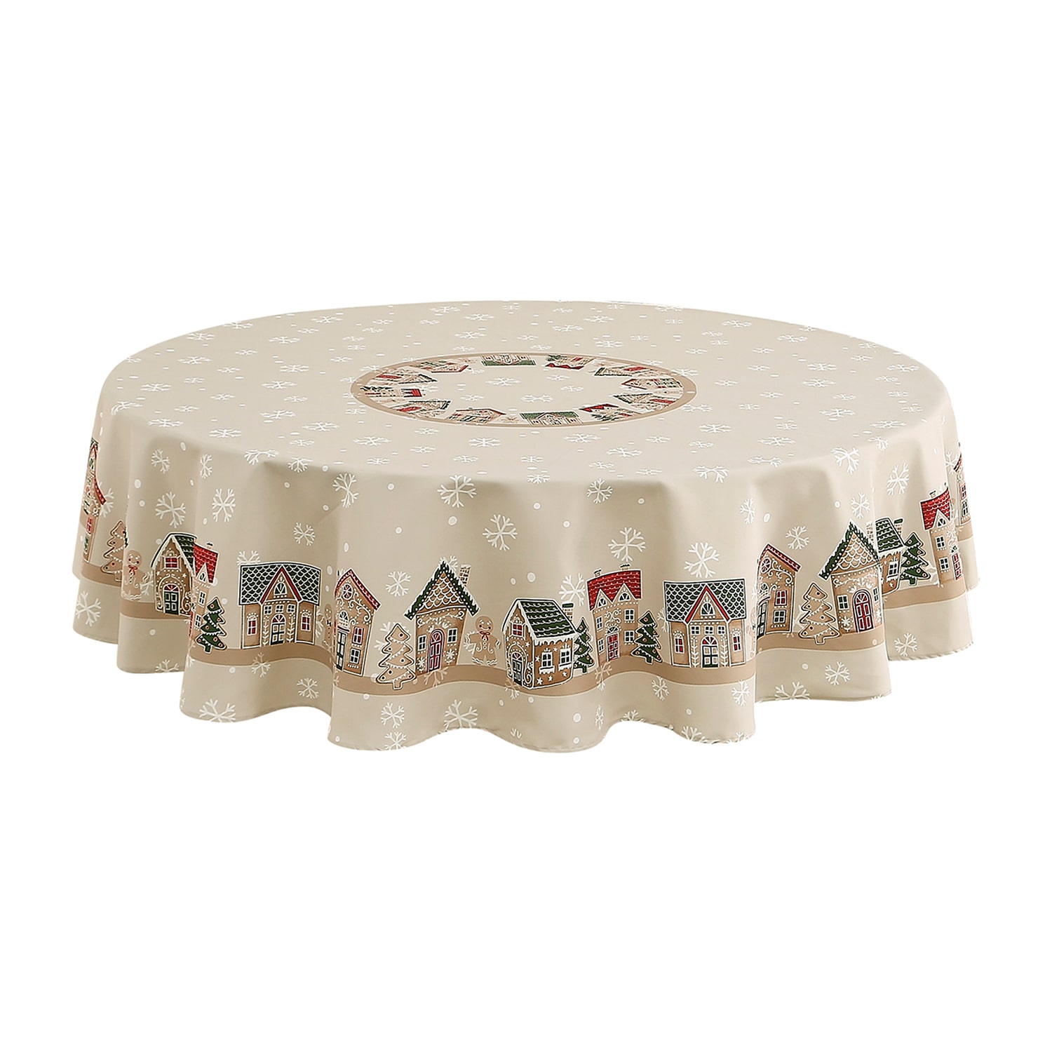 Avanti Gingerbread Village Holiday Round Tablecloth