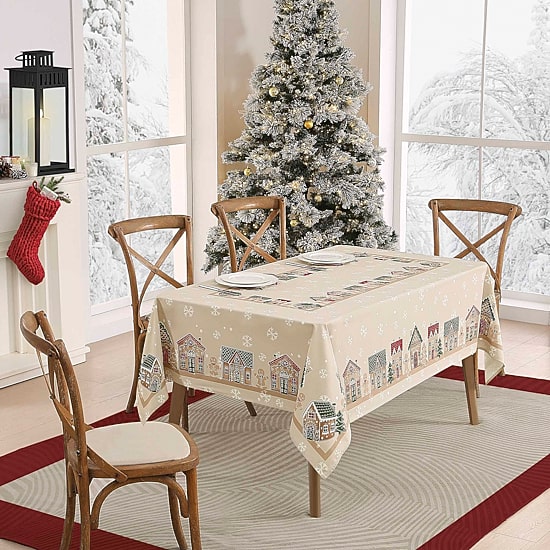 Avanti Gingerbread Village Holiday Tablecloth