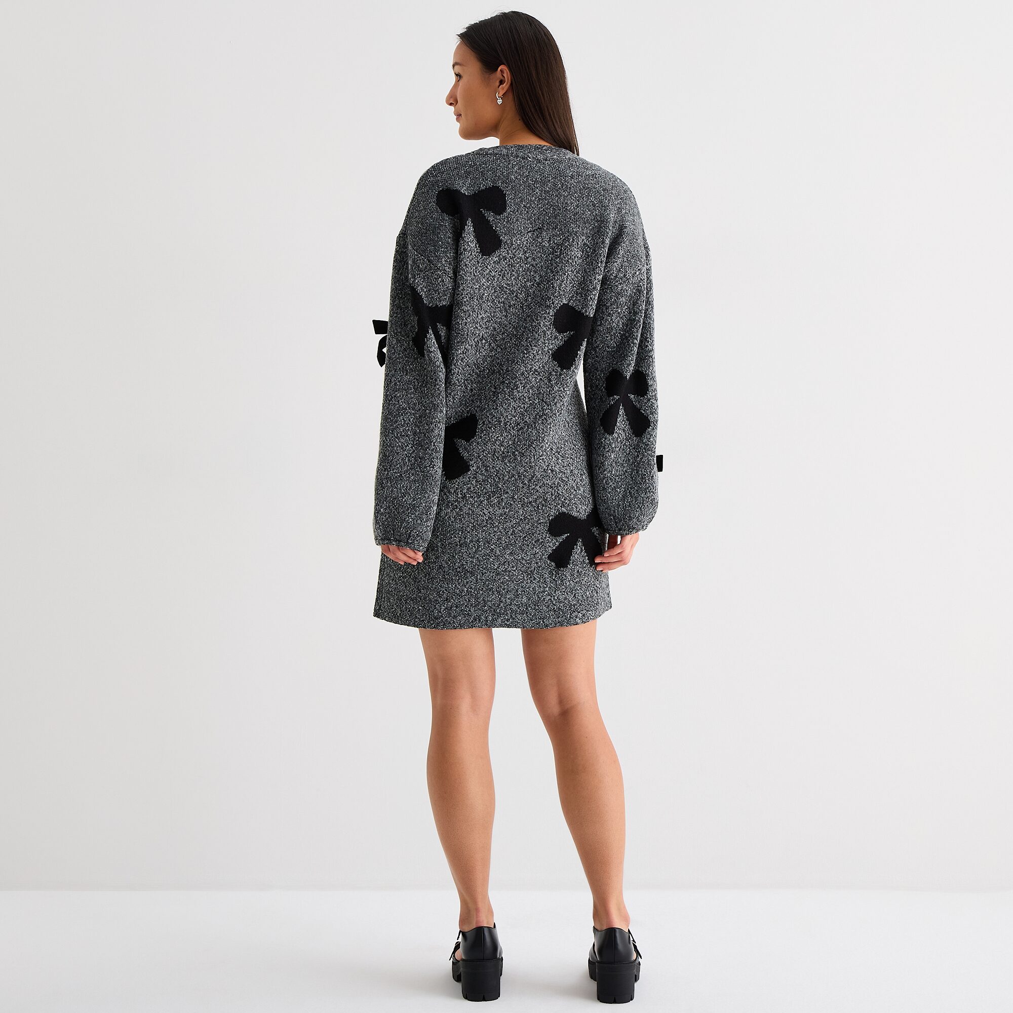 by&by Womens Juniors Long Sleeve Bows Sweater Dress