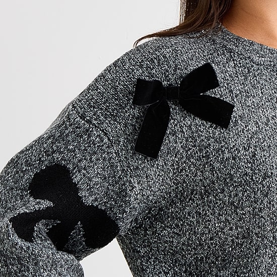 by&by Womens Juniors Long Sleeve Bows Sweater Dress