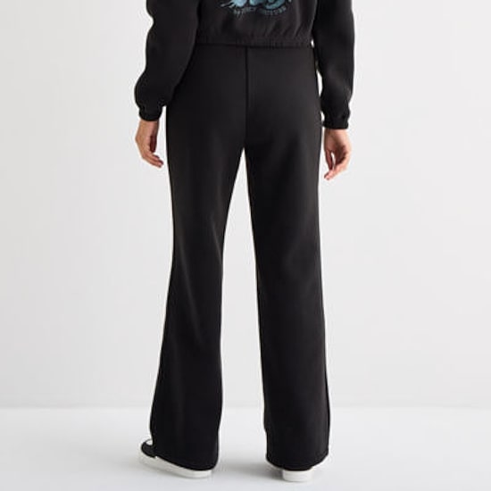 Juicy By Juicy Couture Womens Juniors Wide Leg Mid Rise Fleece Sweatpant