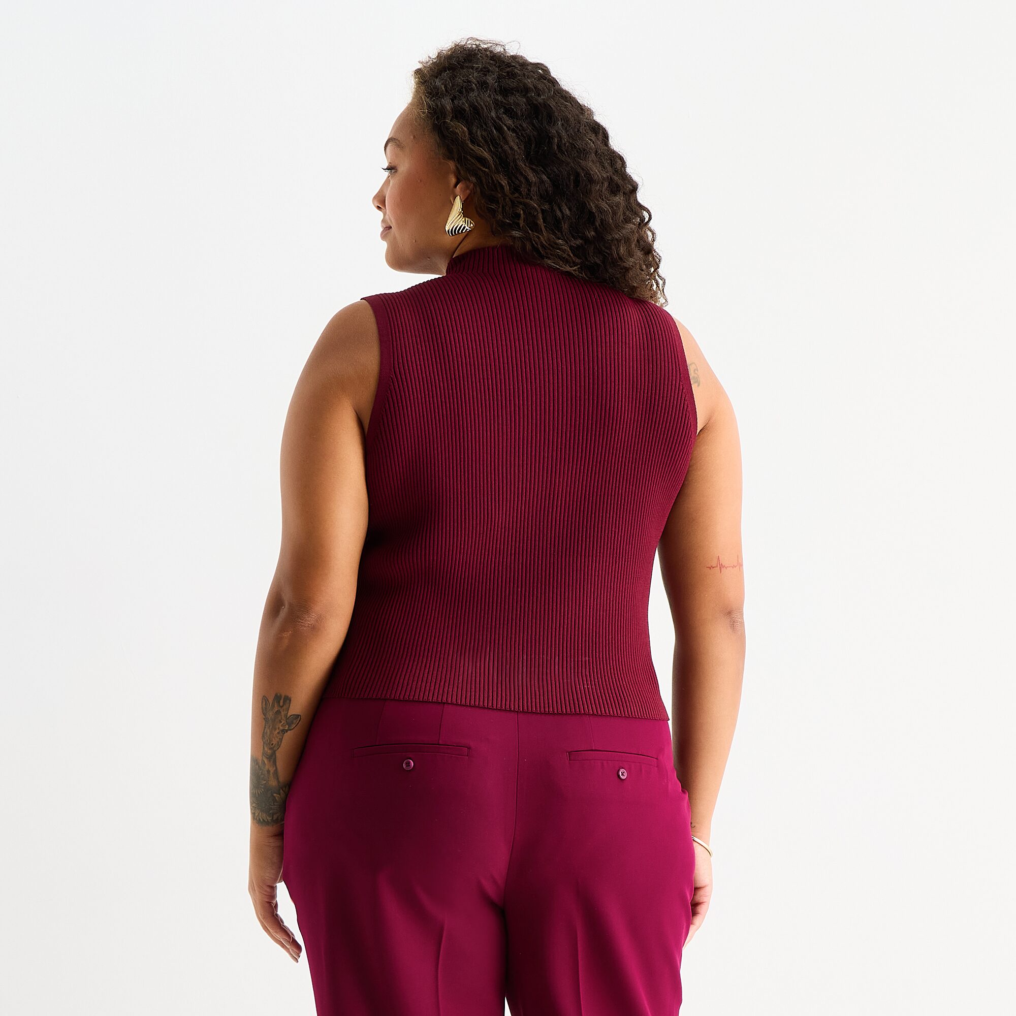 Worthington Plus Womens Mock Neck Sleeveless Pullover Sweater