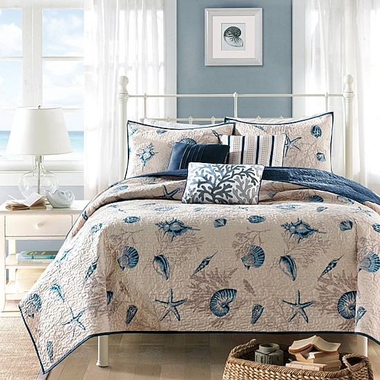 Madison Park Nantucket Coastal Quilt Set With Throw Pillows