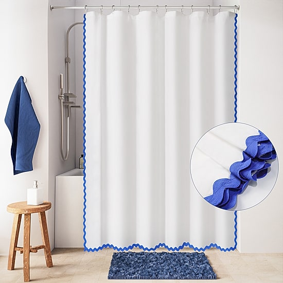 Awesome Home™ Scalloped Woven Fabric Shower Curtain