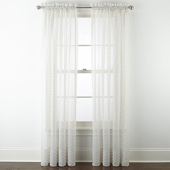 Home Expressions Lisette Geometric Print Rod Pocket Sheer Single Curtain Panel