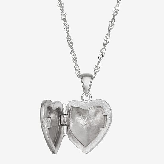 Womens White Cubic Zirconia Sterling Silver 15 Inch Locket Necklace