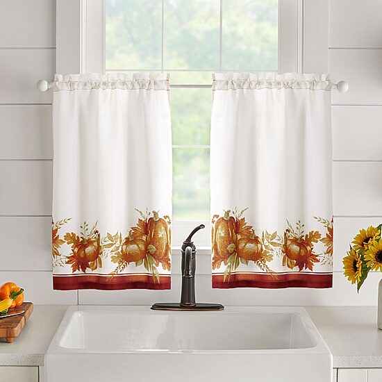 Threadmade Autumn Pumpkin Grove 3-pc. Rod Pocket Window Tier