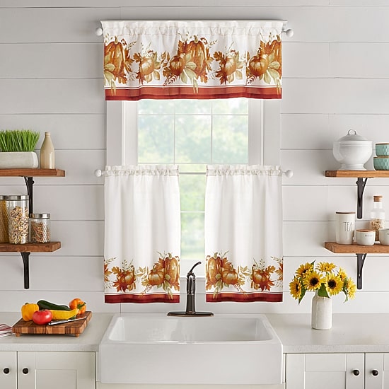 Threadmade Autumn Pumpkin Grove 3-pc. Rod Pocket Window Tier