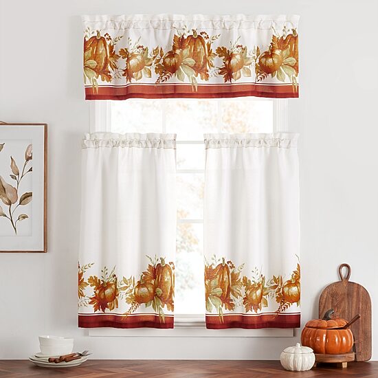 Threadmade Autumn Pumpkin Grove 3-pc. Rod Pocket Window Tier