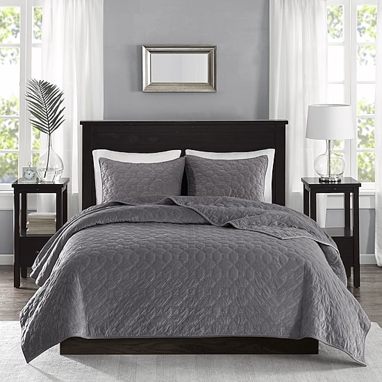 Madison Park Emery 3-Pc Velvet Quilt Set