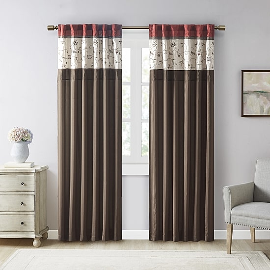 Madison Park Belle 50"W X 84"L Rod Pocket Back Tab Embroidered Light-Filtering Single Curtain Panel