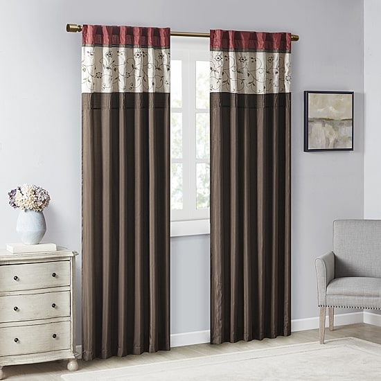 Madison Park Belle 50"W X 84"L Rod Pocket Back Tab Embroidered Light-Filtering Single Curtain Panel