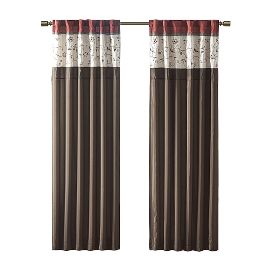 Madison Park Belle 50"W X 84"L Rod Pocket Back Tab Embroidered Light-Filtering Single Curtain Panel