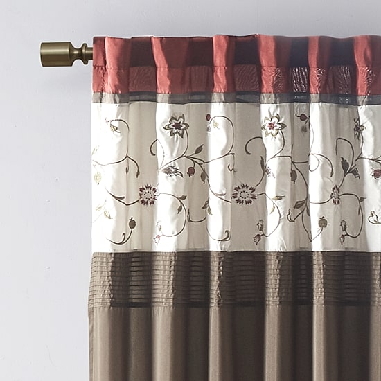 Madison Park Belle 50"W X 84"L Rod Pocket Back Tab Embroidered Light-Filtering Single Curtain Panel