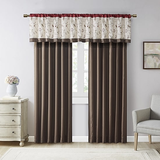 Madison Park Belle 50"W X 84"L Rod Pocket Back Tab Embroidered Light-Filtering Single Curtain Panel