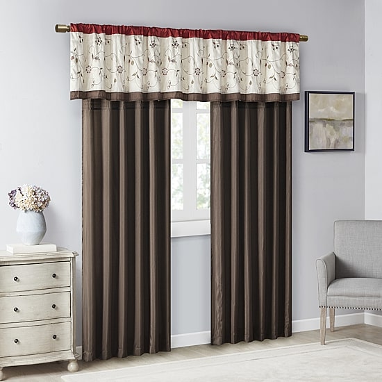 Madison Park Belle 50"W X 84"L Rod Pocket Back Tab Embroidered Light-Filtering Single Curtain Panel
