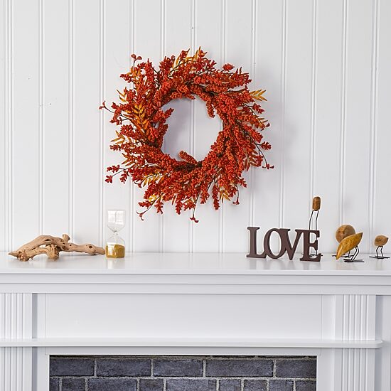 Nearly Natural 18" Harvest Berry Wreath