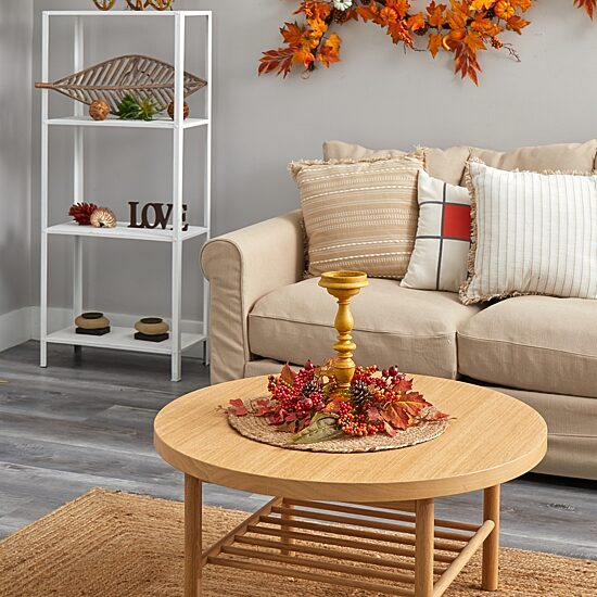 Nearly Natural 15" Harvest Arrangement Candle Holder