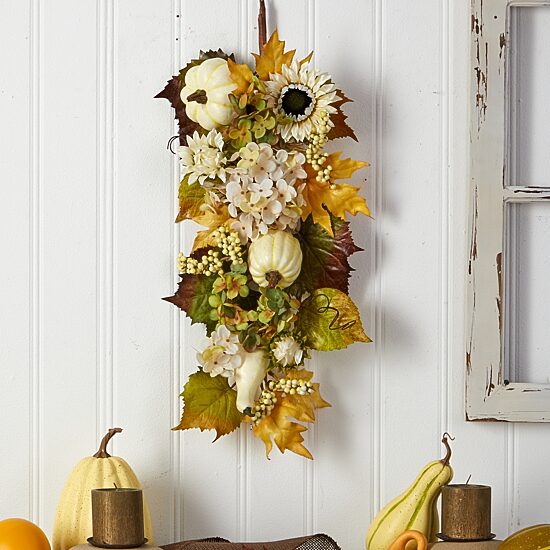 Nearly Natural 33IN Faux Autumn Teardrop Swag