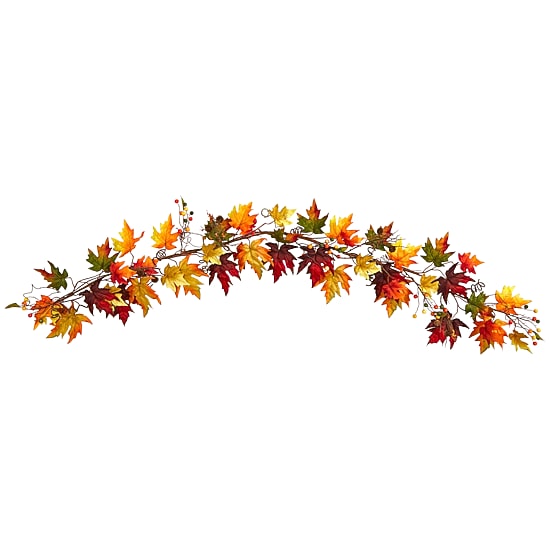 Nearly Natural 6' Autumn Maple Leaf And Berry Thanksgiving Indoor Garland